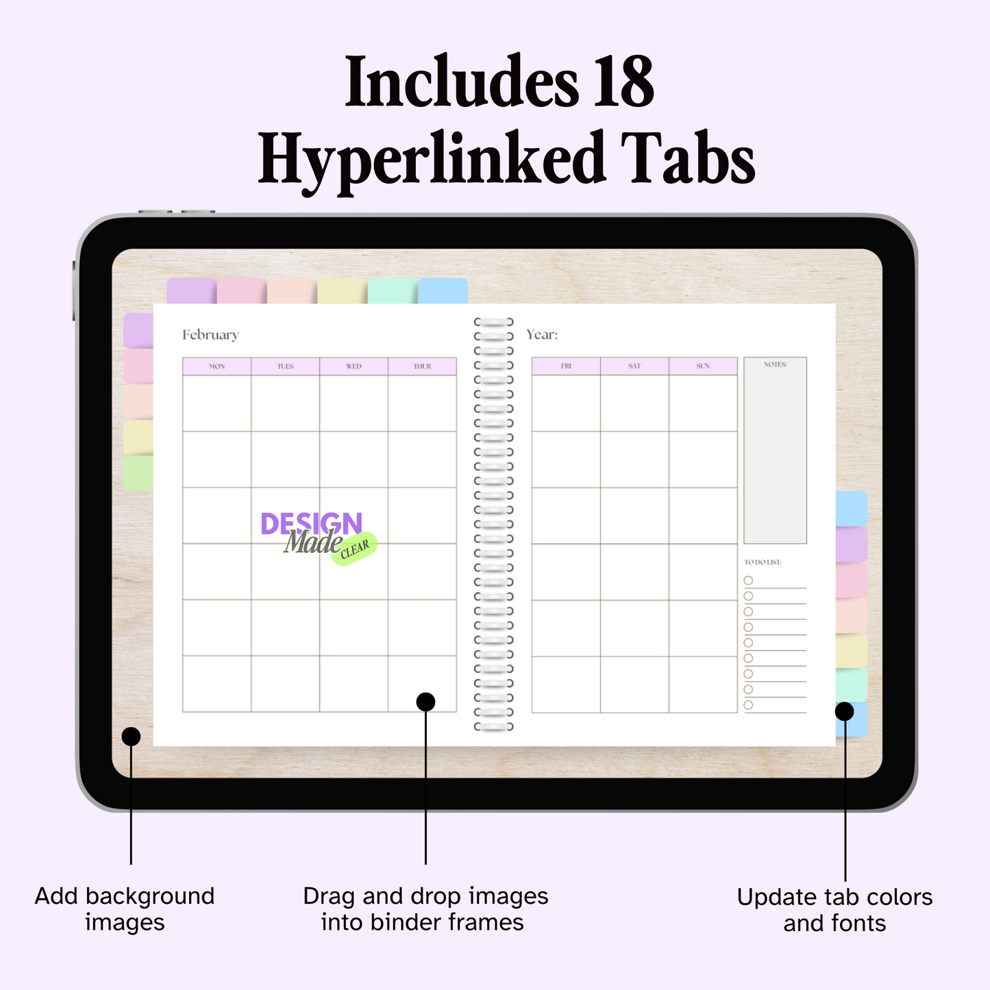 Pastel Digital Planner Binder Mockup - PLR ONLY