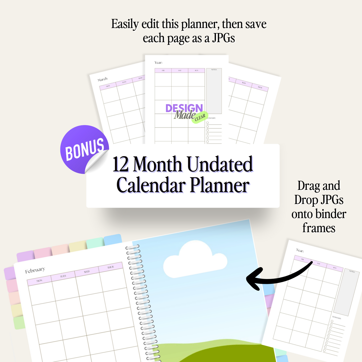 Pastel Digital Planner Binder Mockup - PLR ONLY