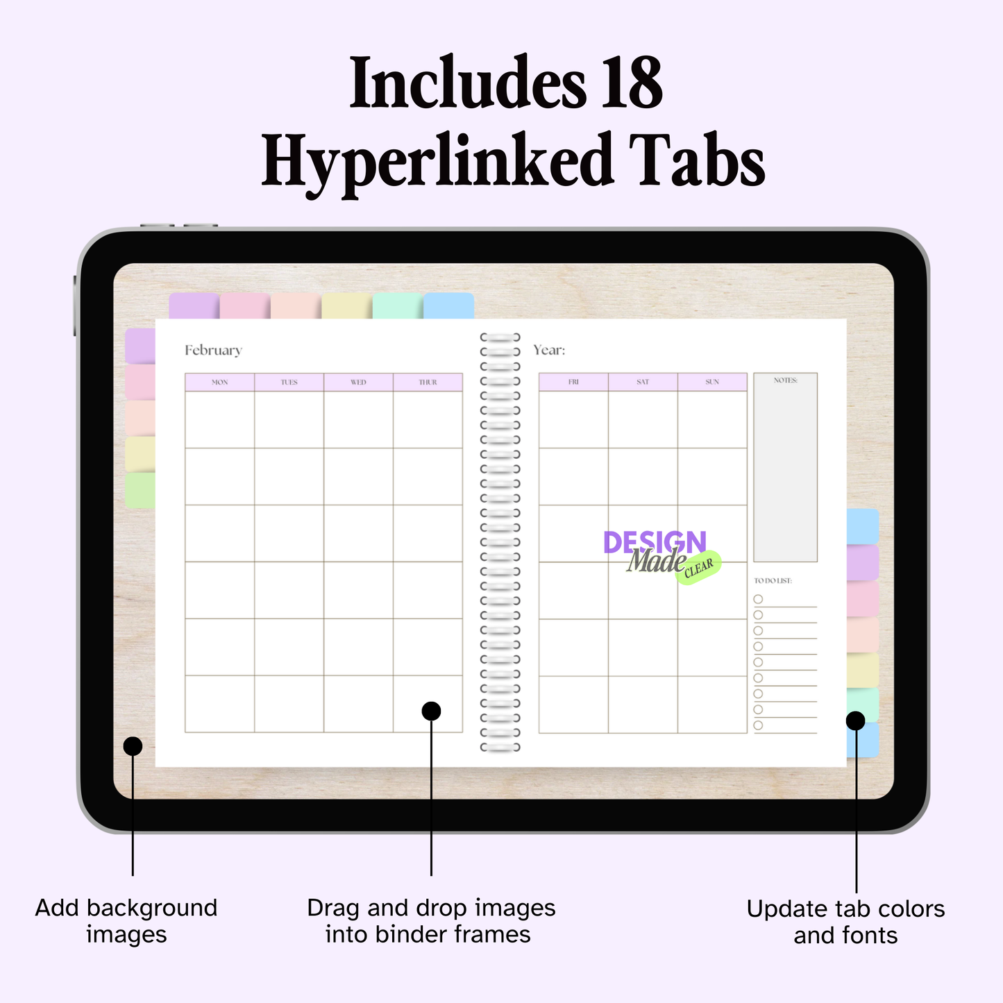 Pastel Digital Planner Binder Mockup - PLR ONLY