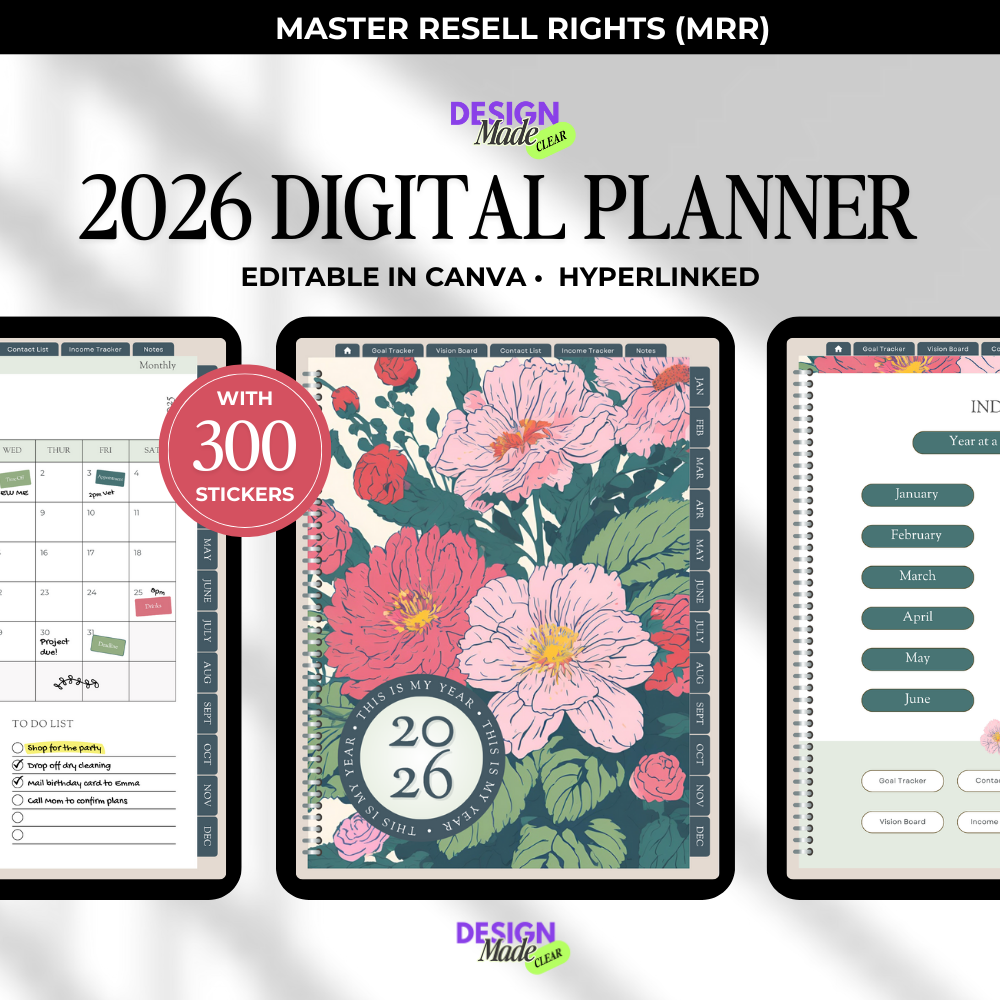 Green and Pink 2026 Digital Planner – Design Made Clear