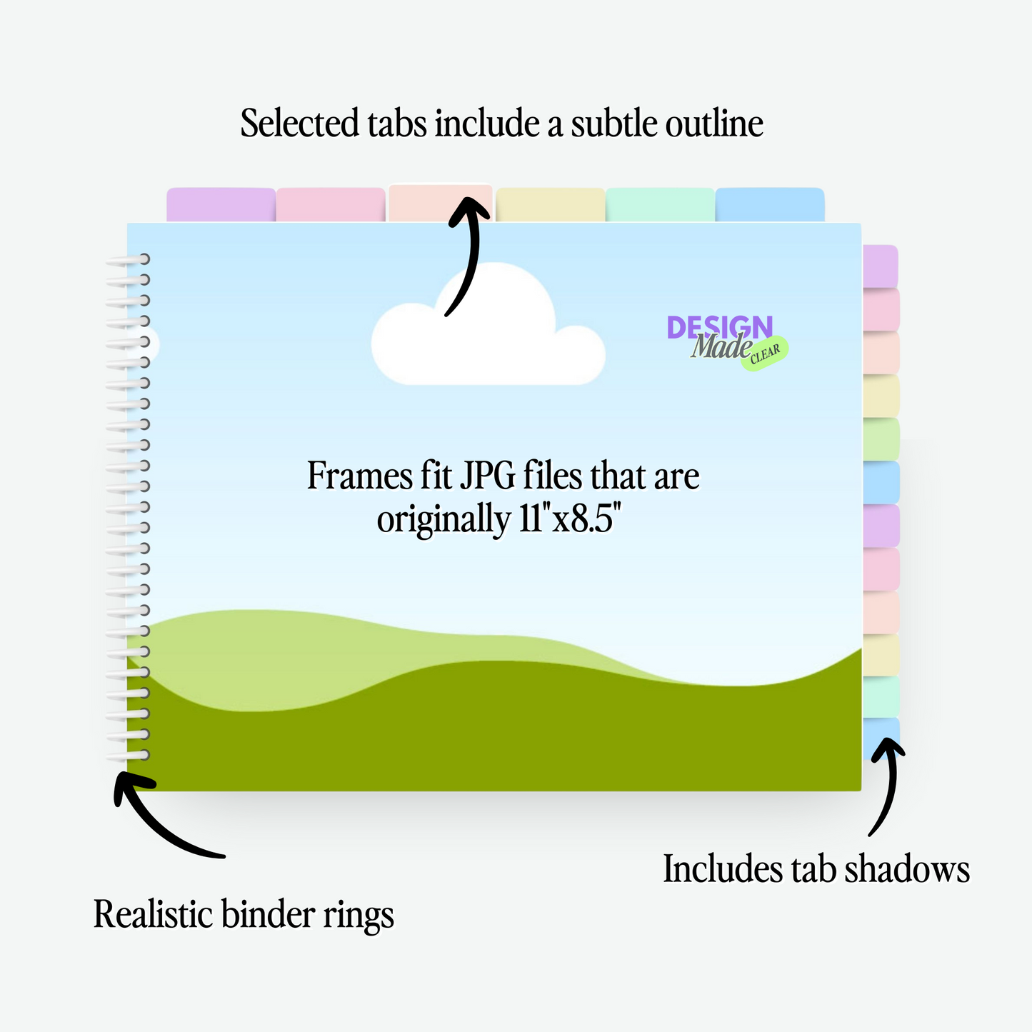 Pastel Horizontal Digital Planner Binder Mockup - PLR ONLY
