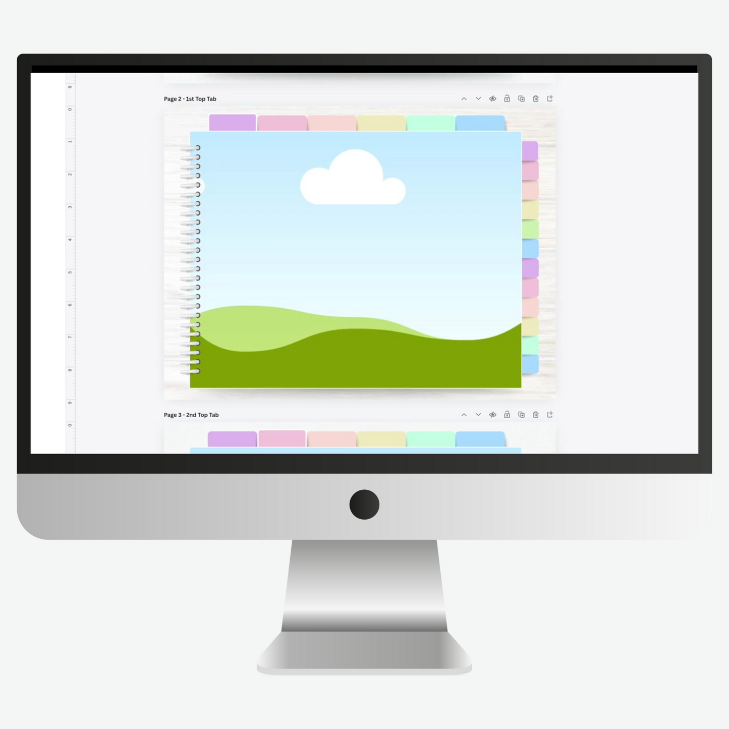Pastel Horizontal Digital Planner Binder Mockup - PLR ONLY