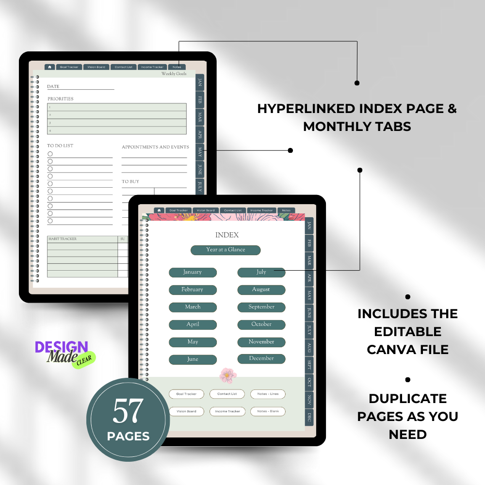 Green and Pink 2026 Digital Planner