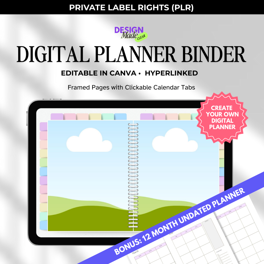 Pastel Digital Planner Binder Mockup - PLR ONLY