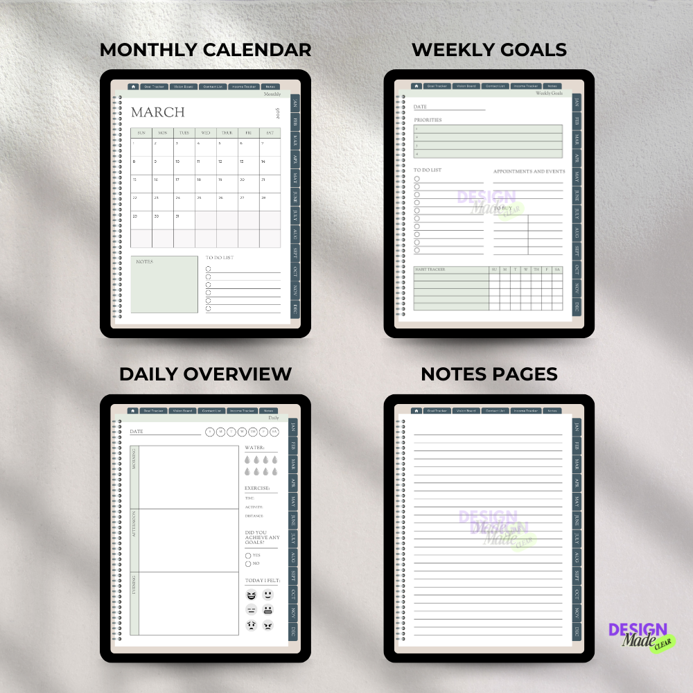 Green and Pink 2026 Digital Planner