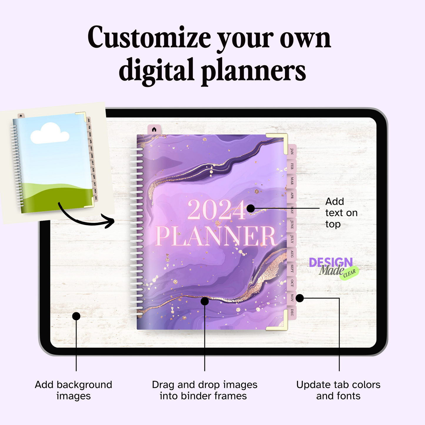 Pastel Digital Planner Binder Mockup - PLR ONLY