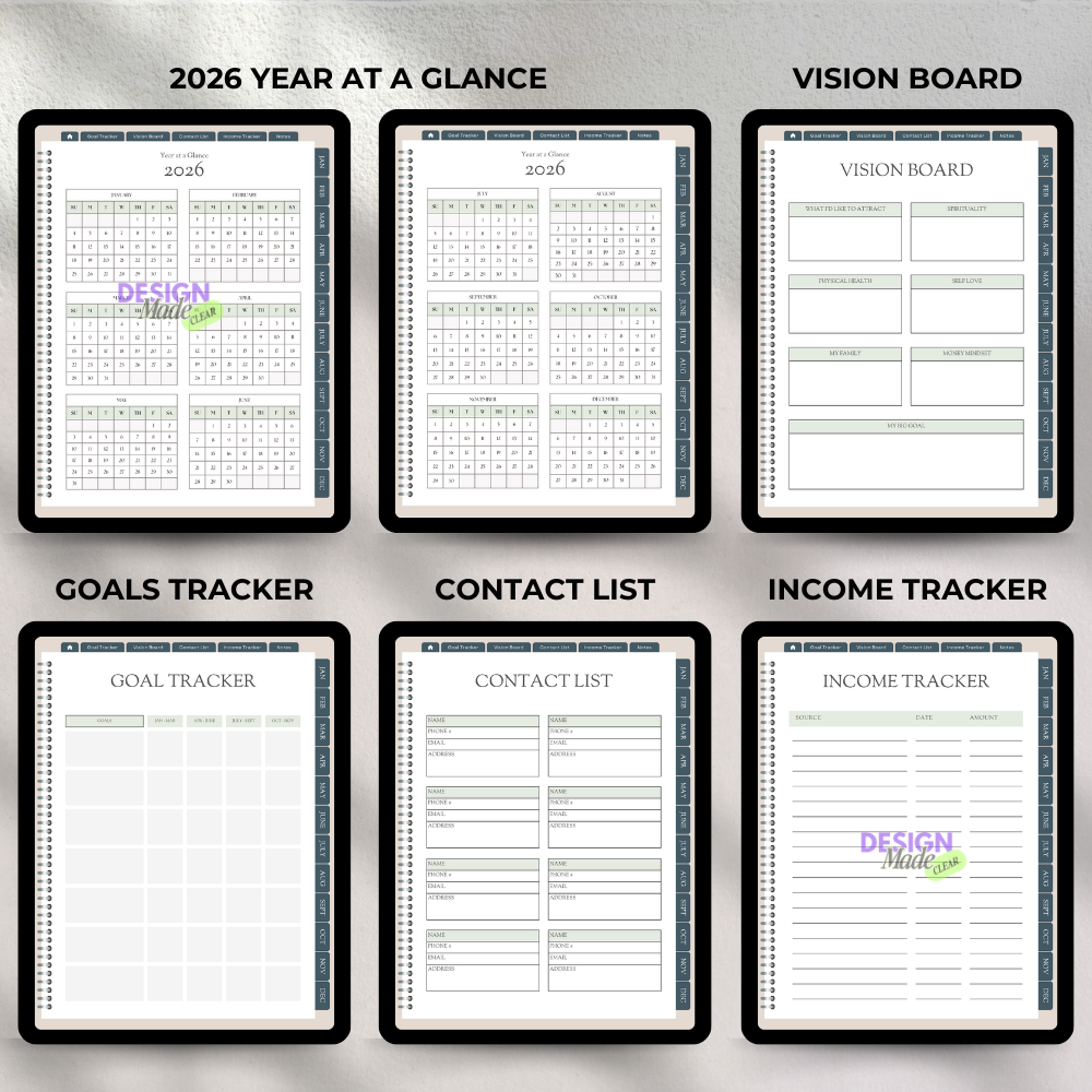 Green and Pink 2026 Digital Planner