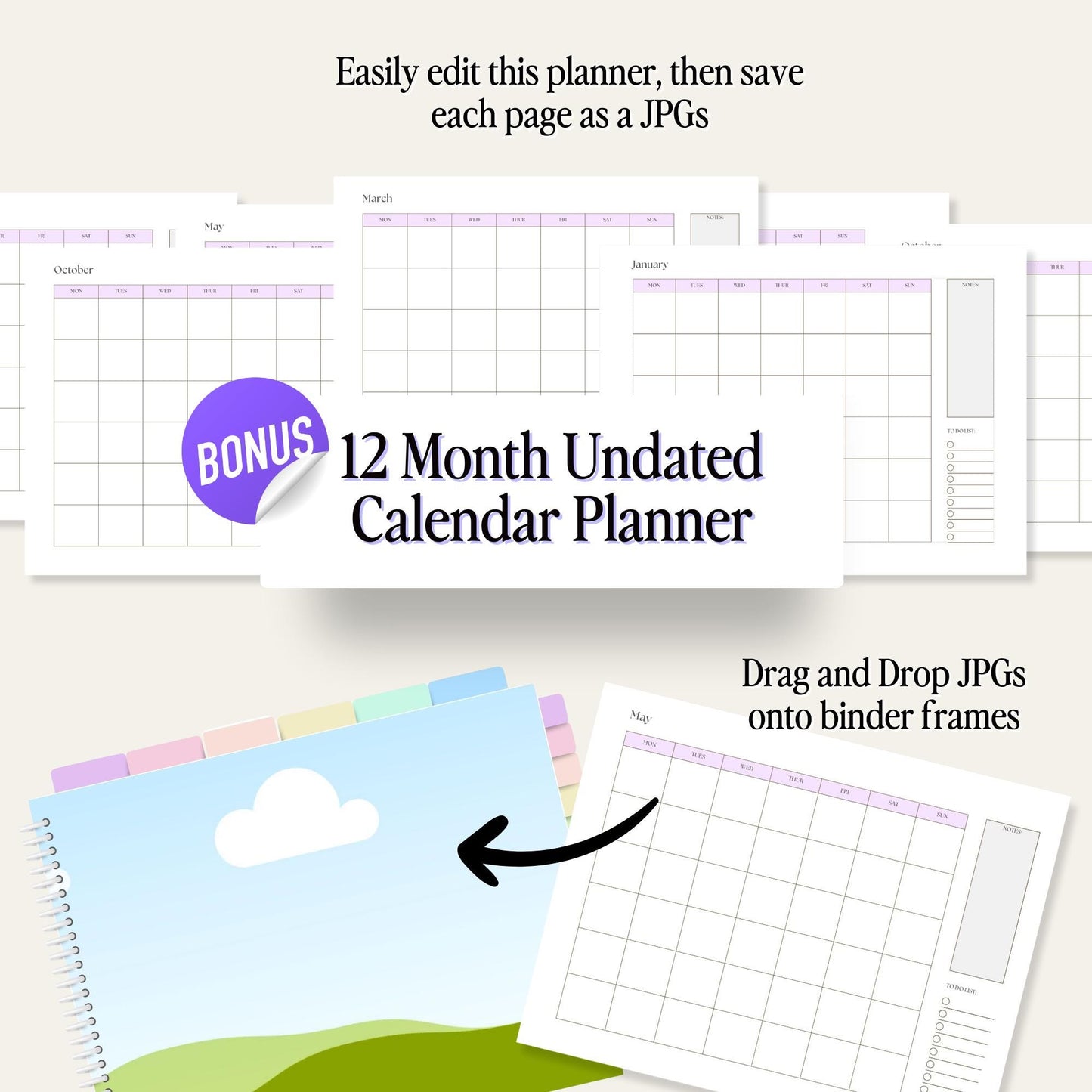 Canva Digital Planner Horizontal Binder Template
