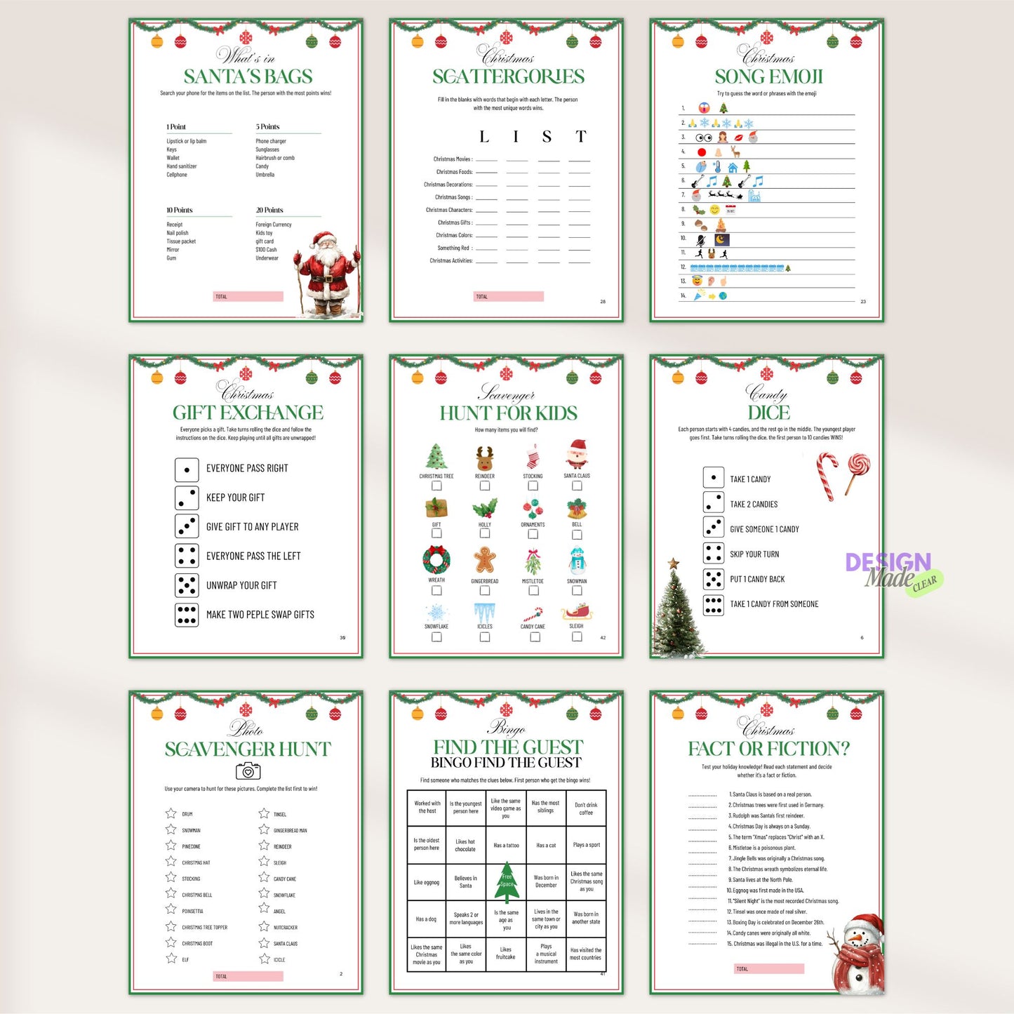 Christmas Games Printable with Resell Rights