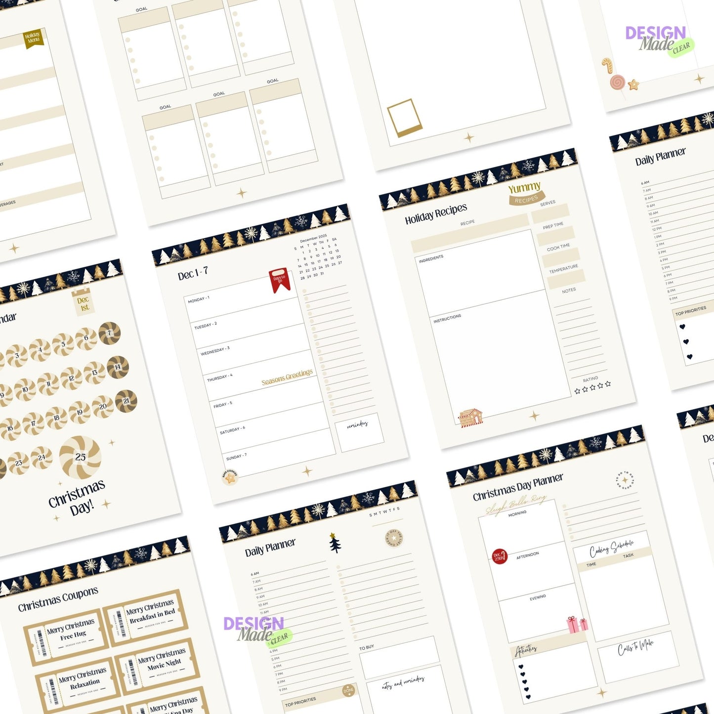 2025 Blue Christmas Digital Planner with Resell Rights
