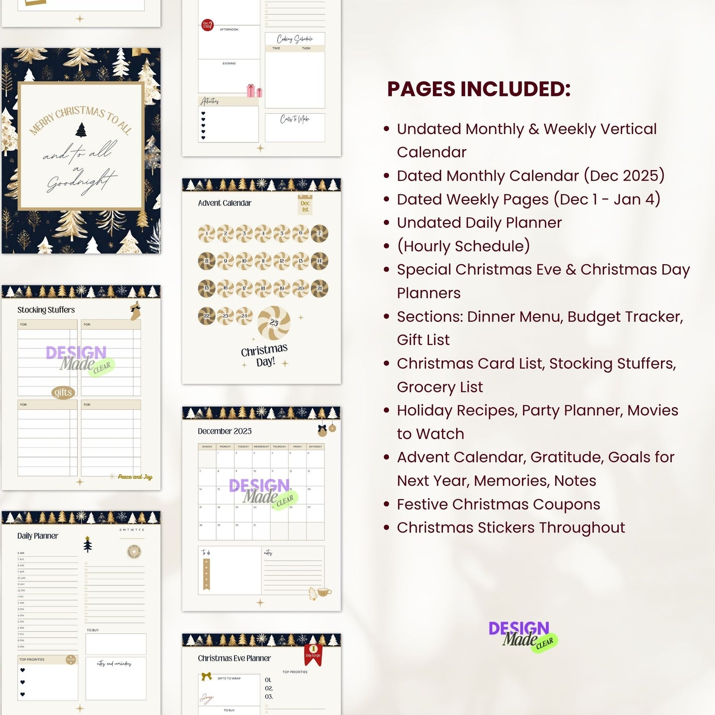 2025 Blue Christmas Digital Planner with Resell Rights