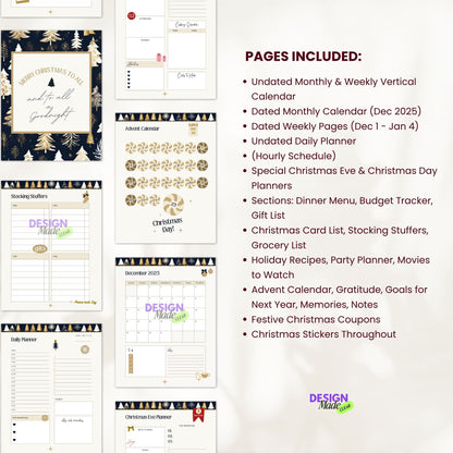 2025 Blue Christmas Digital Planner with Resell Rights