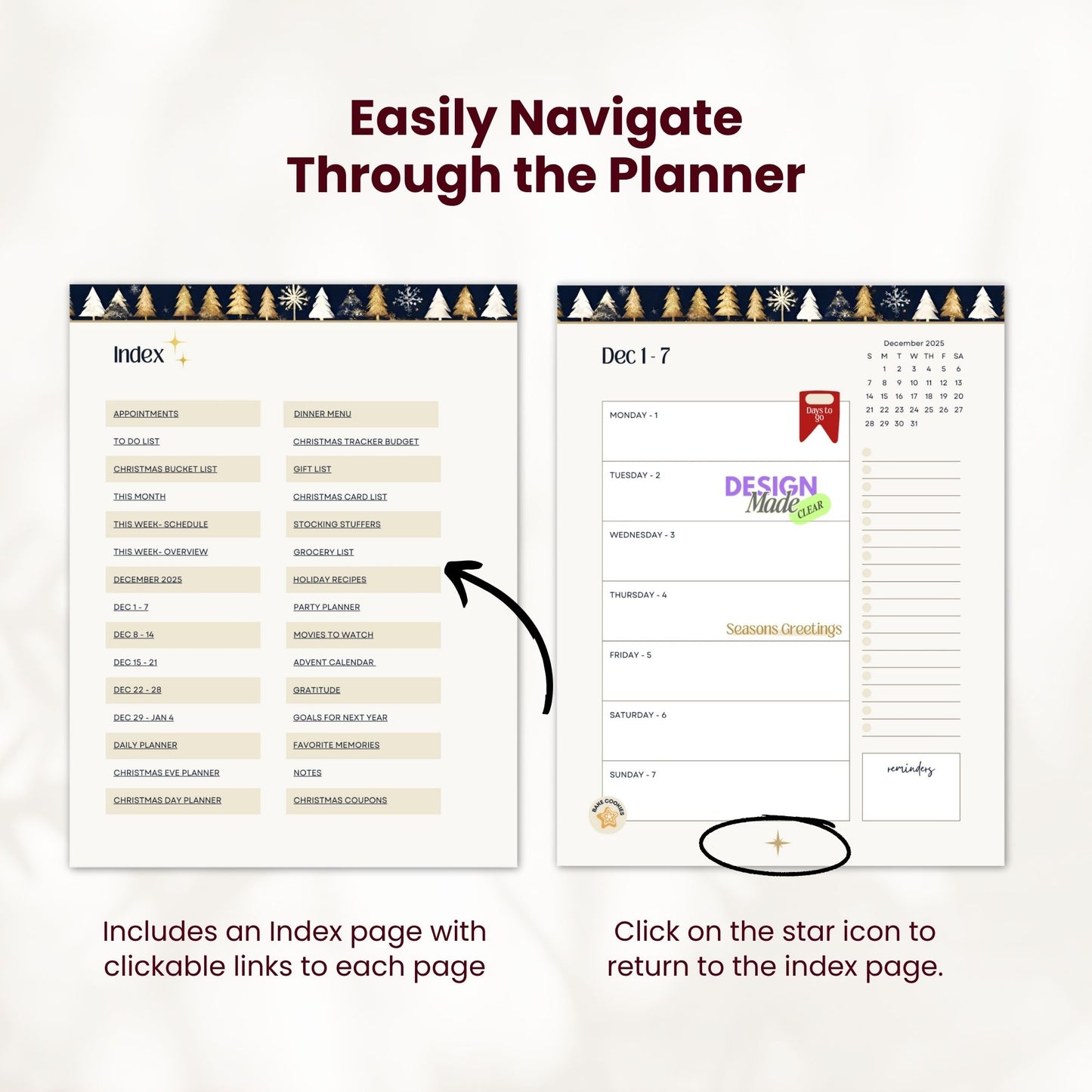 2025 Blue Christmas Digital Planner with Resell Rights