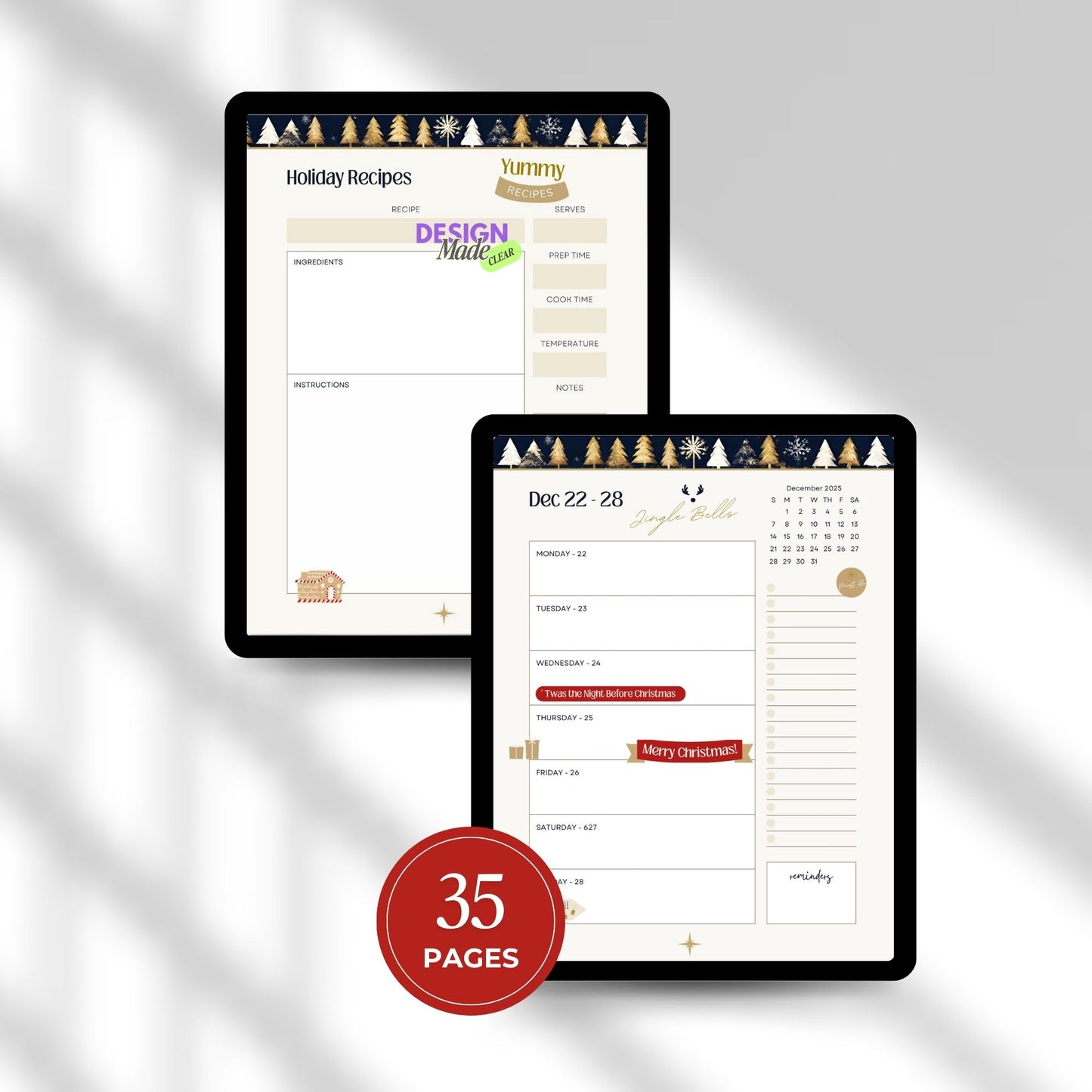 2025 Blue Christmas Digital Planner with Resell Rights