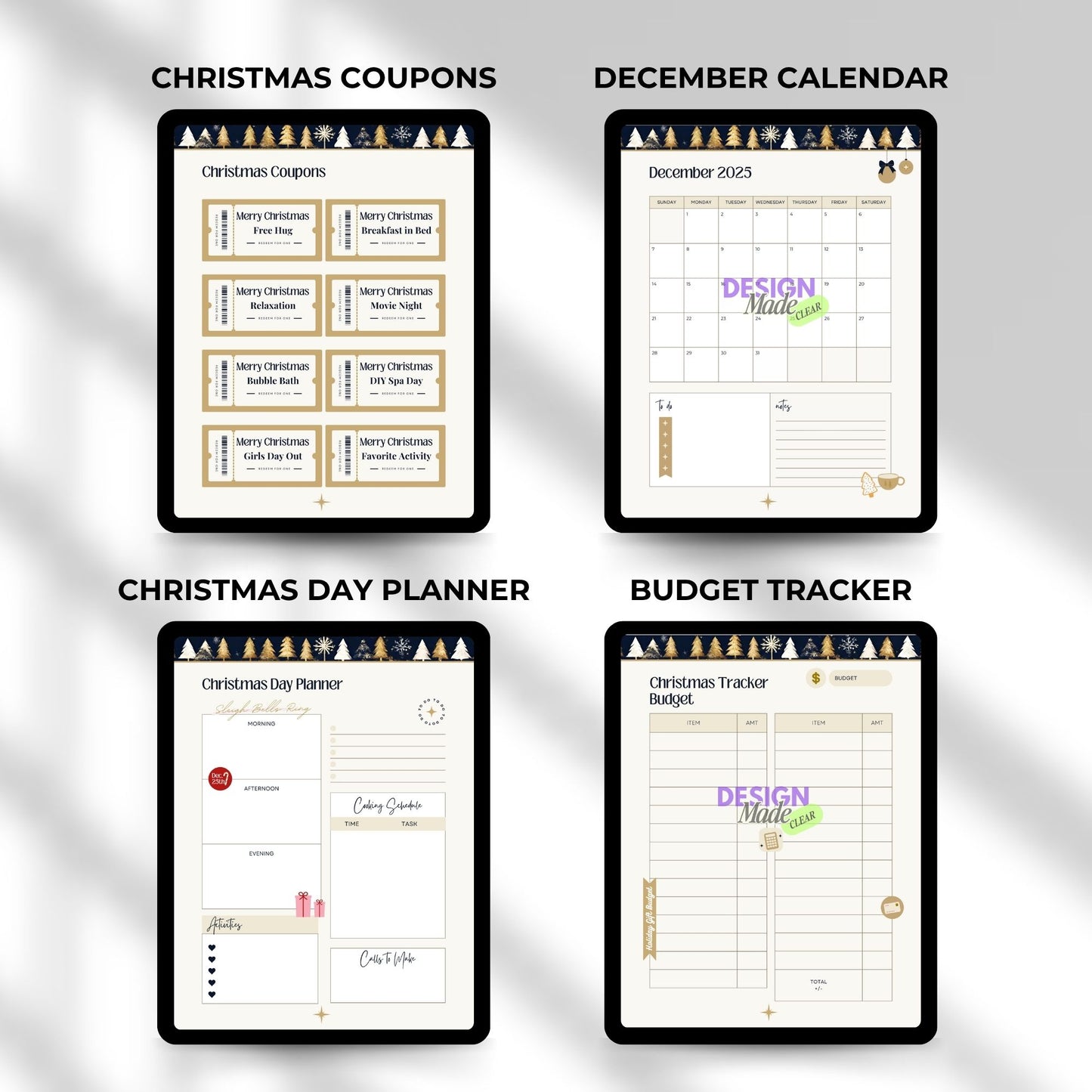 2025 Blue Christmas Digital Planner with Resell Rights