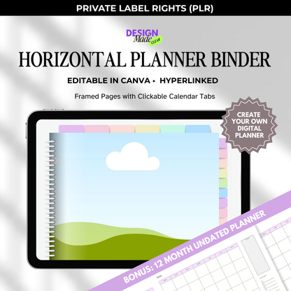Pastel Horizontal Digital Planner Binder Mockup - PLR ONLY