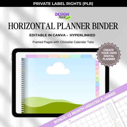 Pastel Horizontal Digital Planner Binder Mockup - PLR ONLY