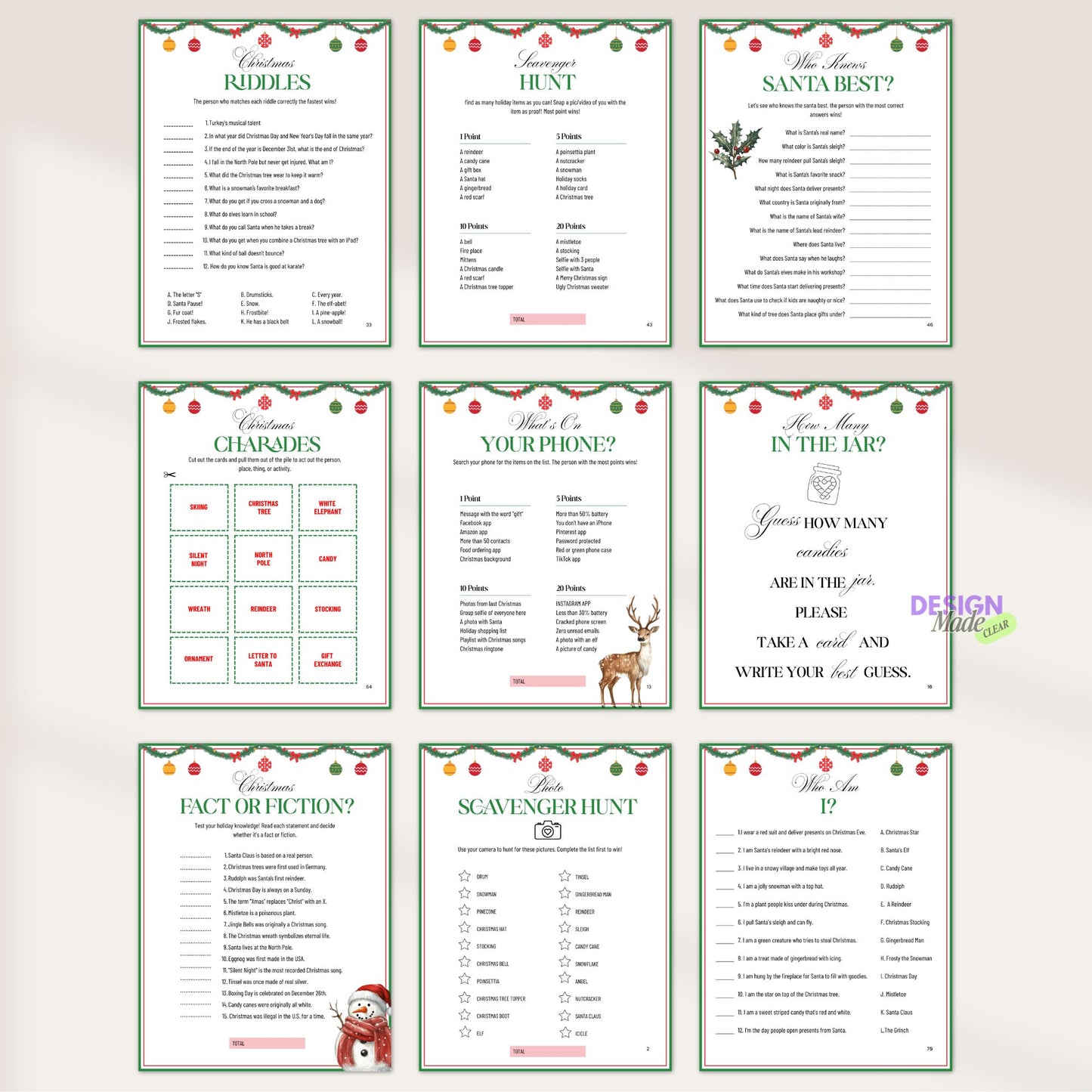 Christmas Games Printable with Resell Rights