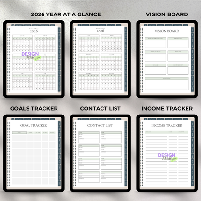 Green and Pink 2026 Digital Planner