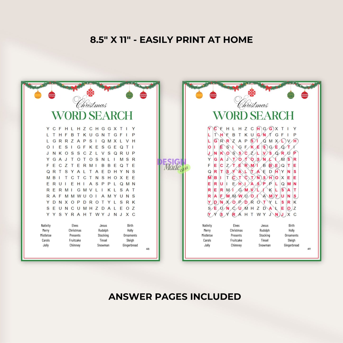 Christmas Games Printable with Resell Rights