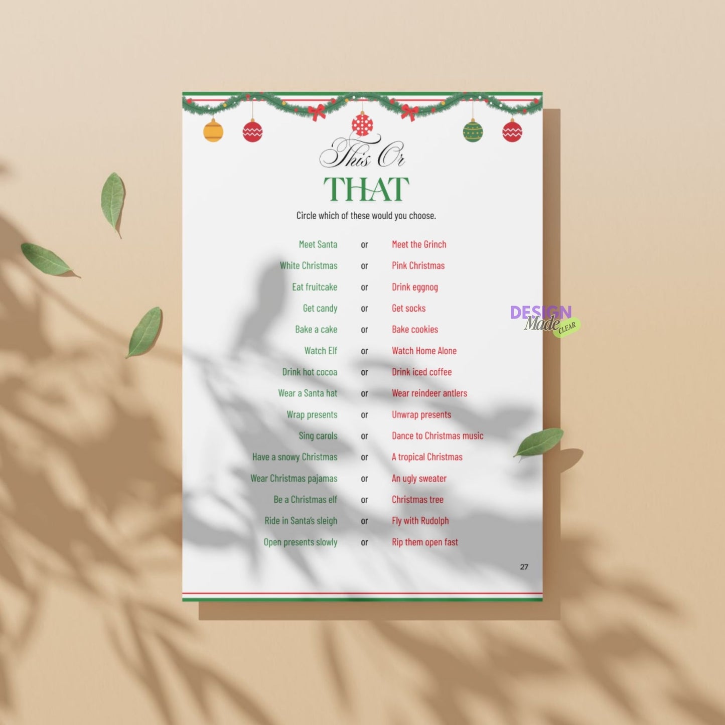 Christmas Games Printable with Resell Rights