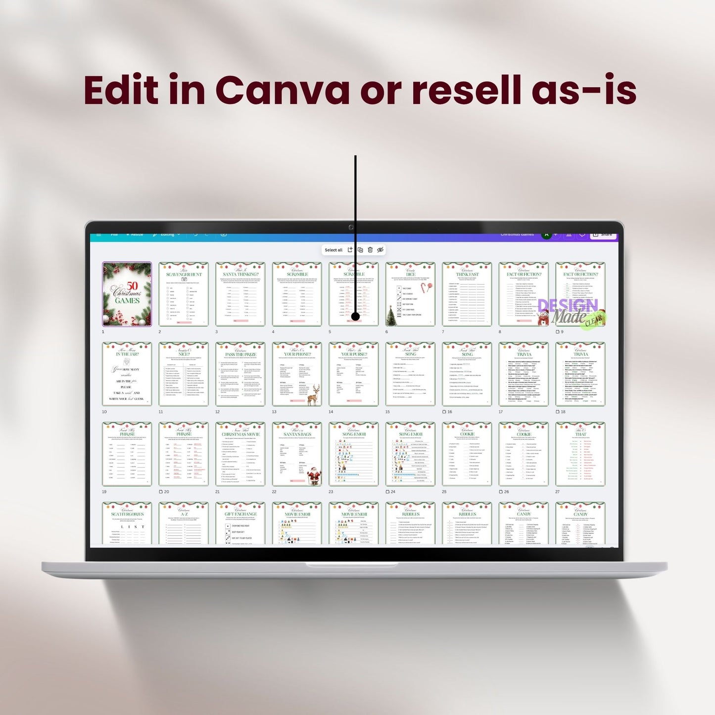 Christmas Games Printable with Resell Rights