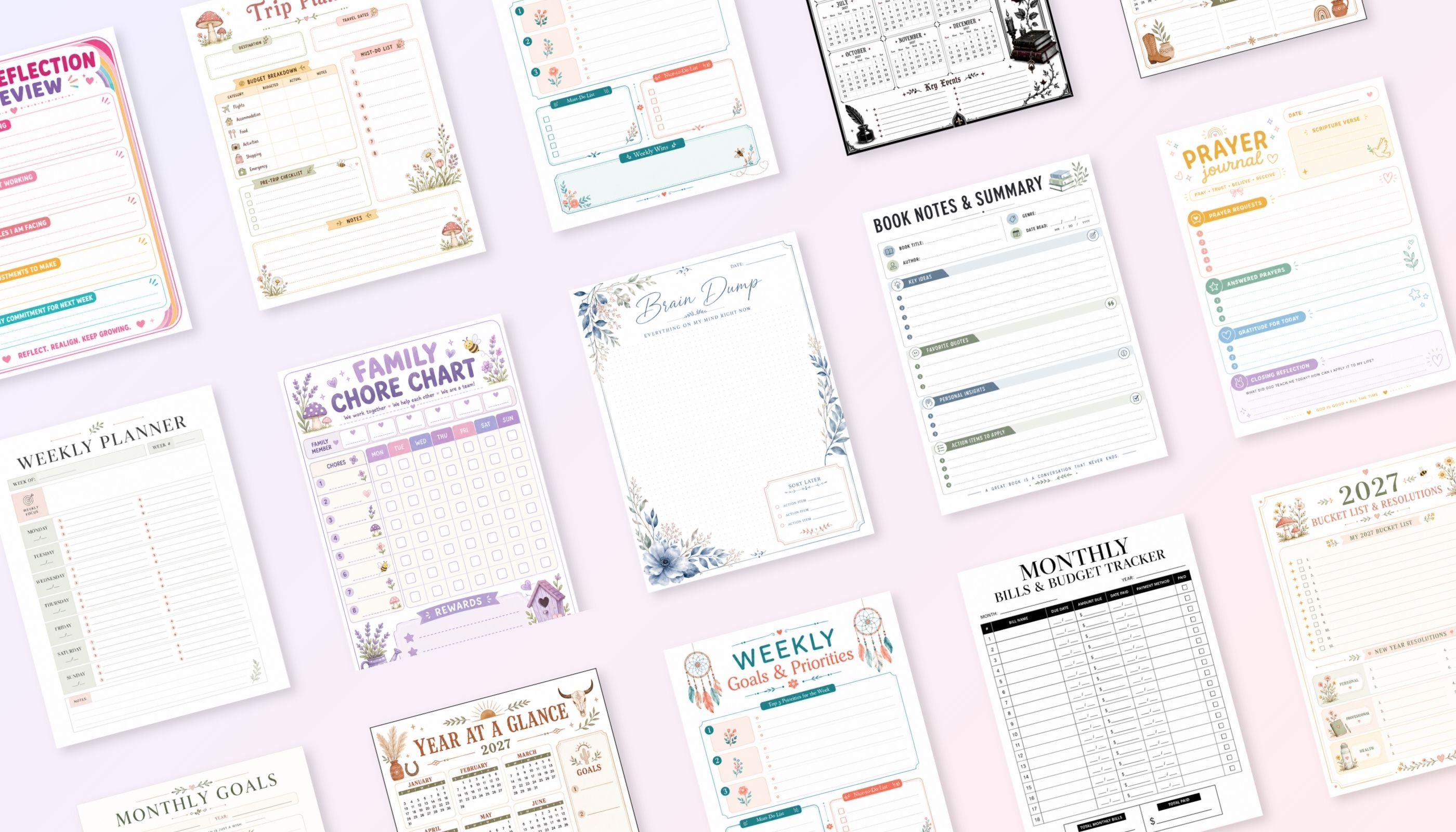 Printable planner pages