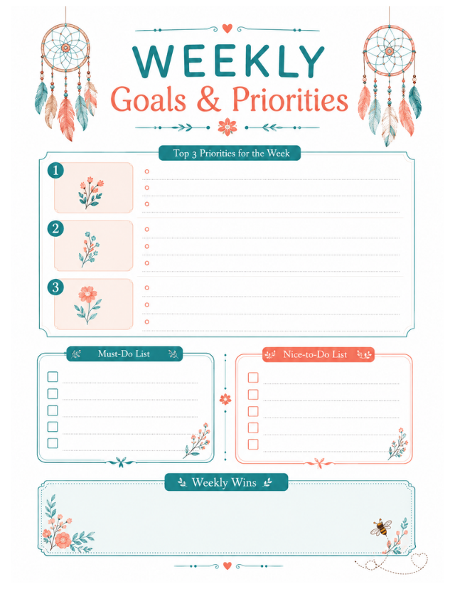 Weekly Spread planner page