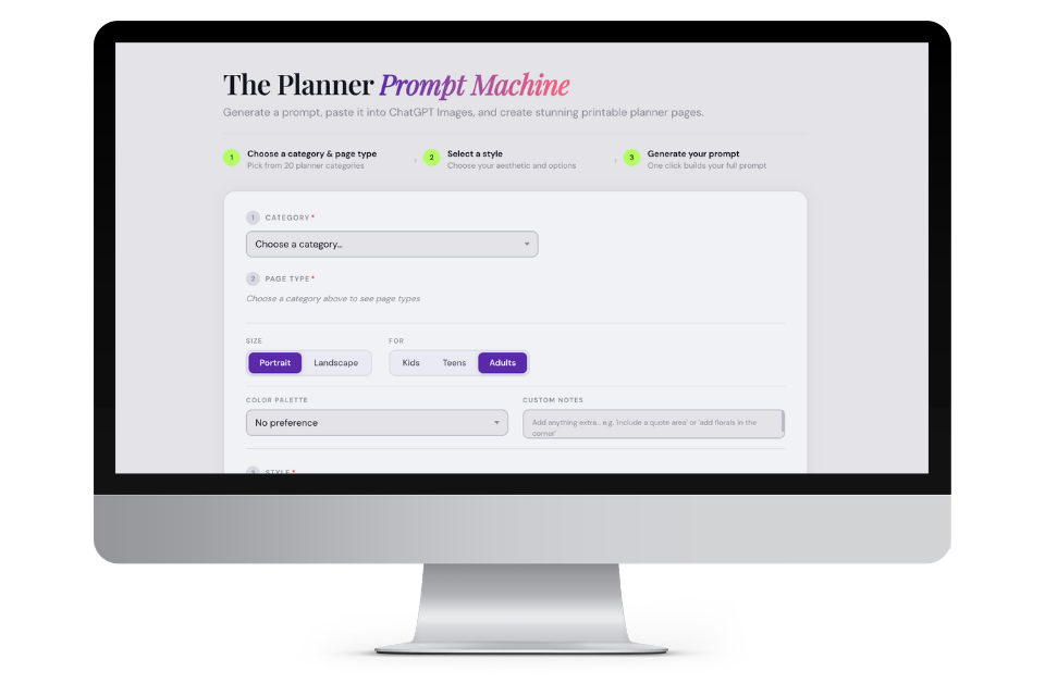 Printable planner pages spread
